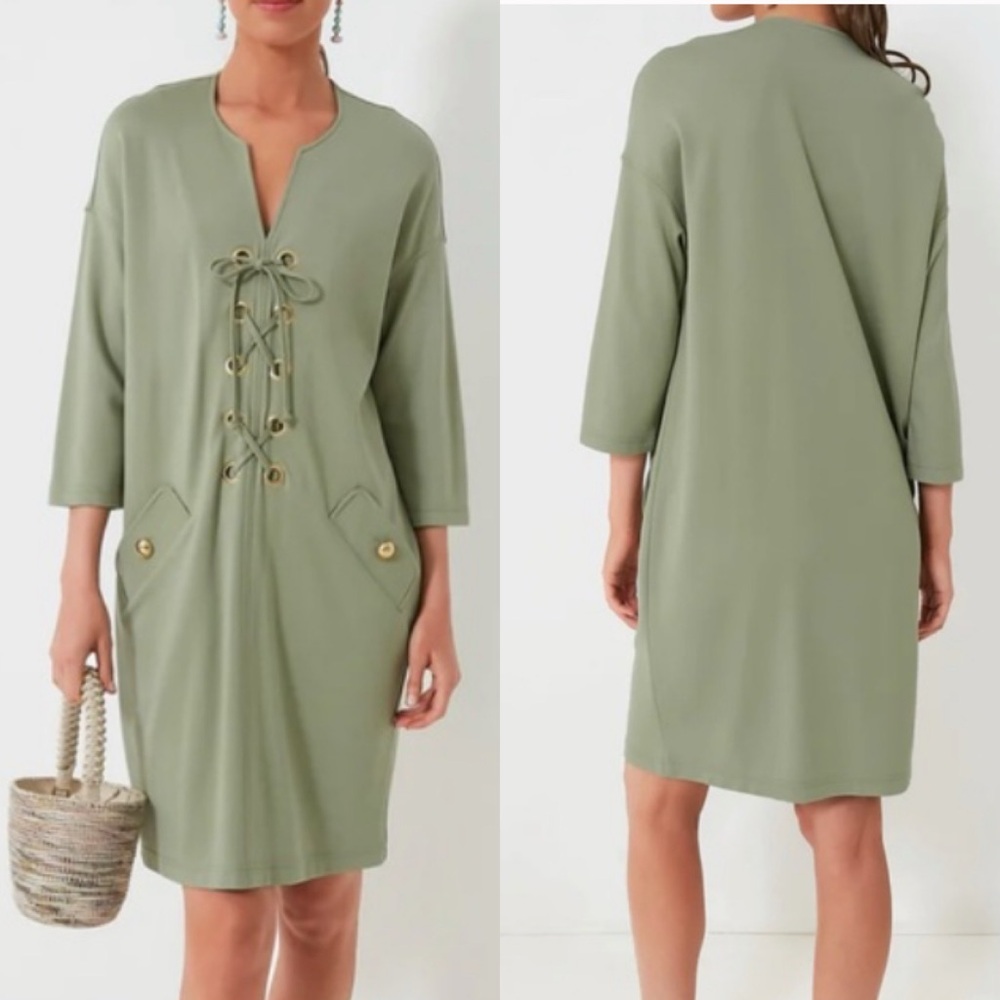 Tuckernuck Sage Green Ellington Dress Lace Up XXL NEW